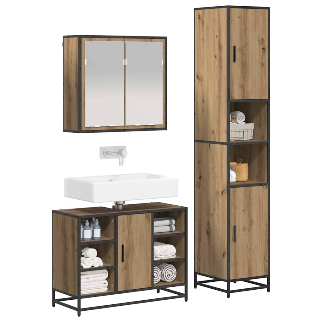 vidaXL Bathroom Furniture Set 3 pcs Artisan Oak Engineered Wood 3