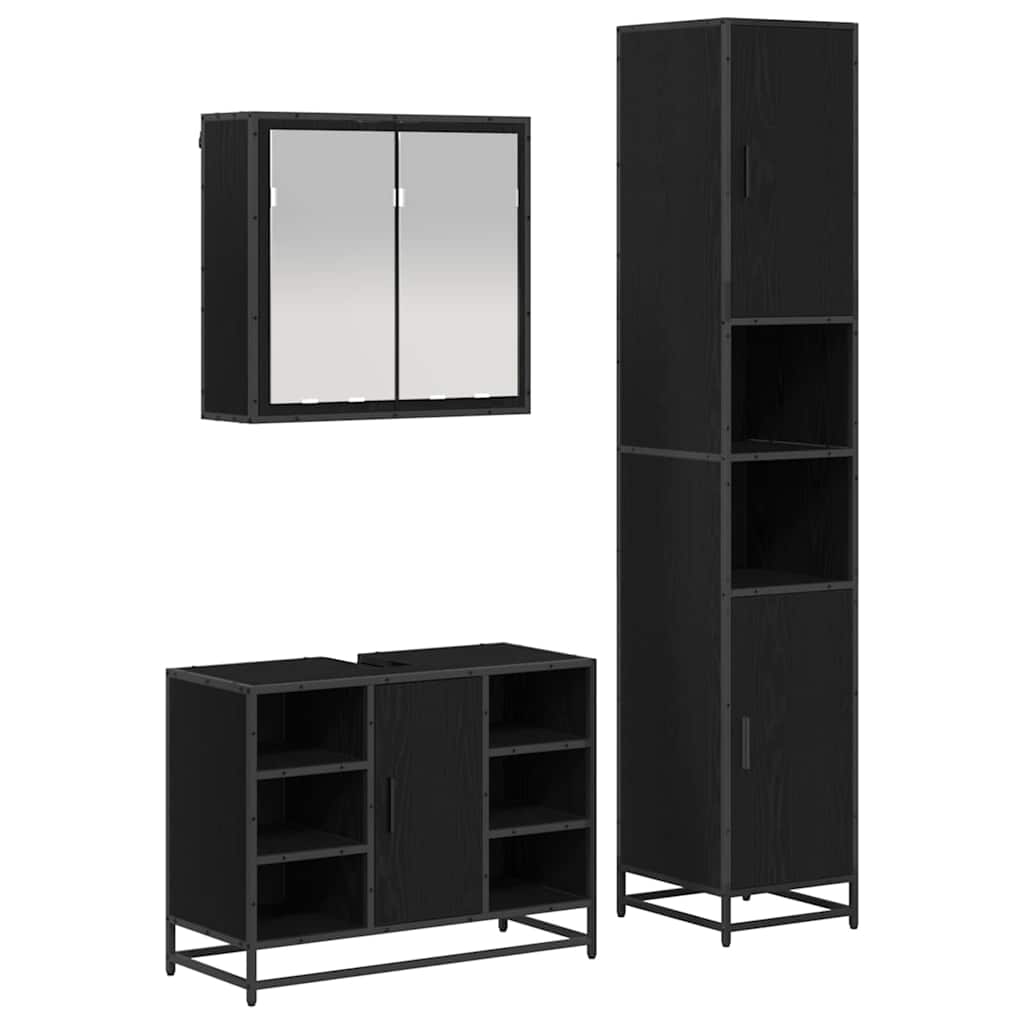 Bathroom Furniture Set 3 pcs 80 x 33 x 60 cm Black oak
