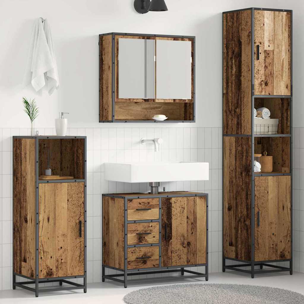 vidaXL Bathroom Furniture Set 3 pcs Old Wood Engineered Wood 1