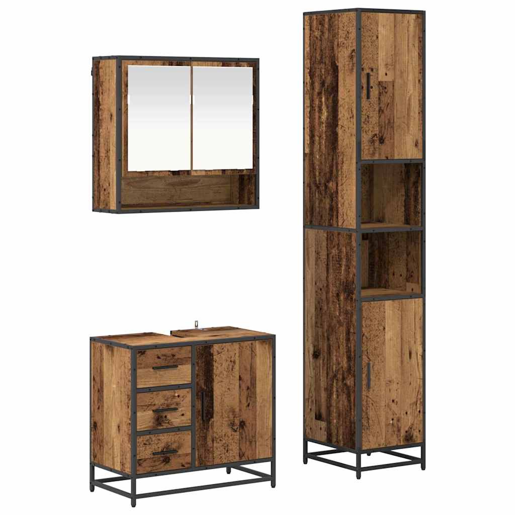 vidaXL Bathroom Furniture Set 3 pcs Old Wood Engineered Wood 2