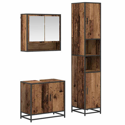 3 Piece Bathroom Furniture Set Engineered Wood Old wood