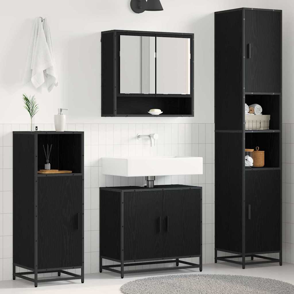 vidaXL Bathroom Furniture Set 3 pcs Black Oak Engineered Wood 1