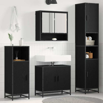 vidaXL Bathroom Furniture Set 3 pcs Black Oak Engineered Wood 1