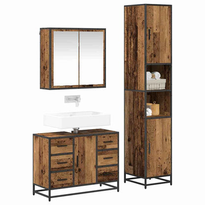 vidaXL Bathroom Furniture Set 3 pcs Old Wood Engineered Wood 3
