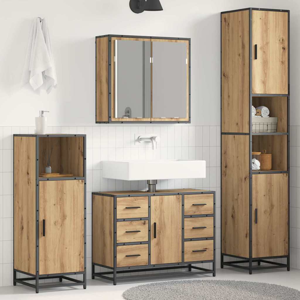 vidaXL Bathroom Furniture Set 3 pcs Artisan Oak Engineered Wood 1