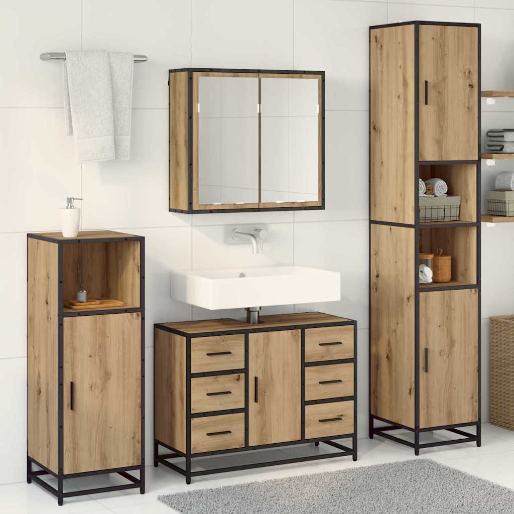 vidaXL Bathroom Furniture Set 3 pcs Artisan Oak Engineered Wood 4