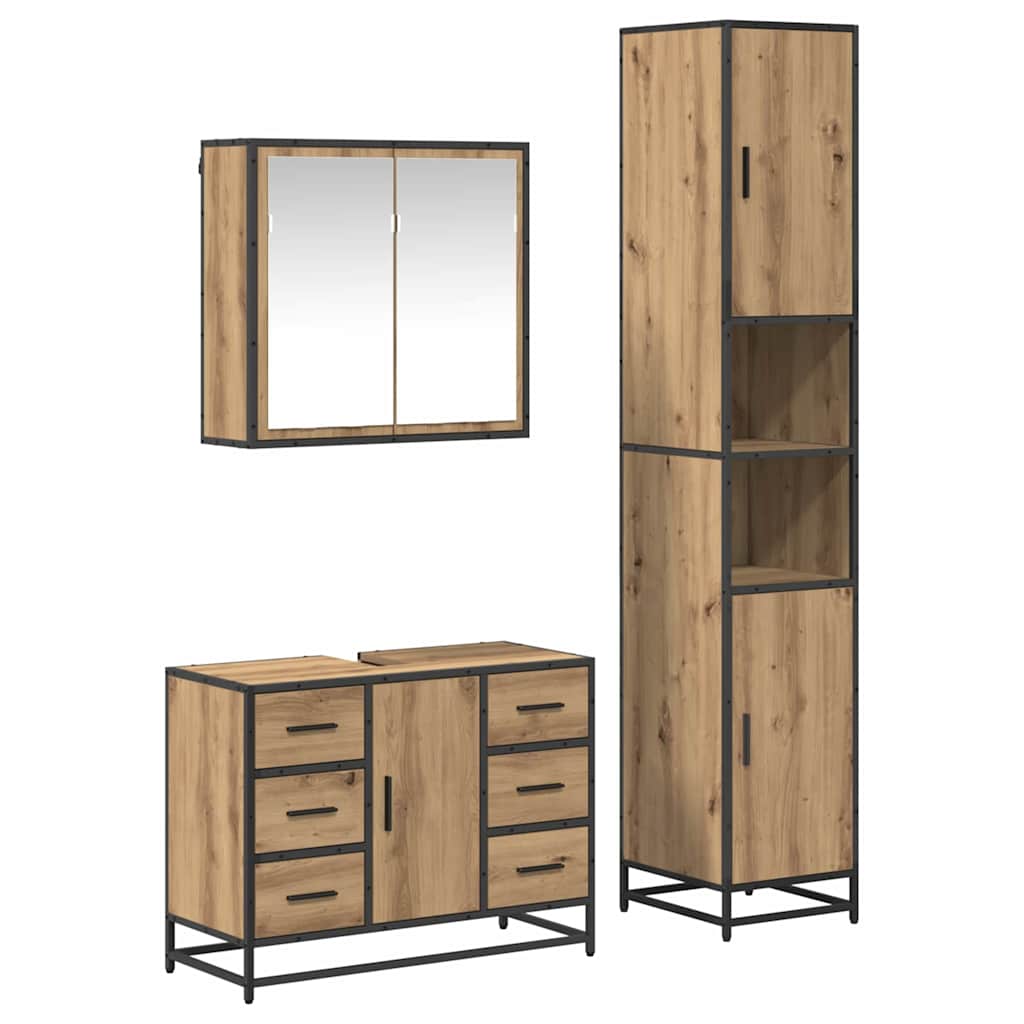 vidaXL Bathroom Furniture Set 3 pcs Artisan Oak Engineered Wood 2