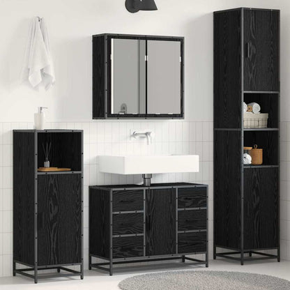 vidaXL Bathroom Furniture Set 3 pcs Black Oak Engineered Wood 1