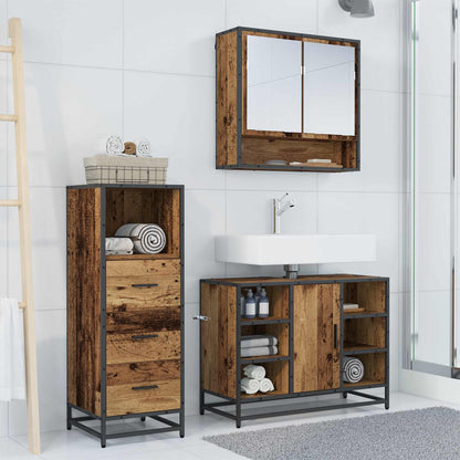 vidaXL Bathroom Furniture Set 3 pcs Old Wood Engineered Wood 4
