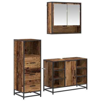 vidaXL Bathroom Furniture Set 3 pcs Old Wood Engineered Wood 2