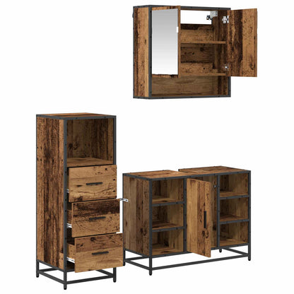 vidaXL Bathroom Furniture Set 3 pcs Old Wood Engineered Wood 5