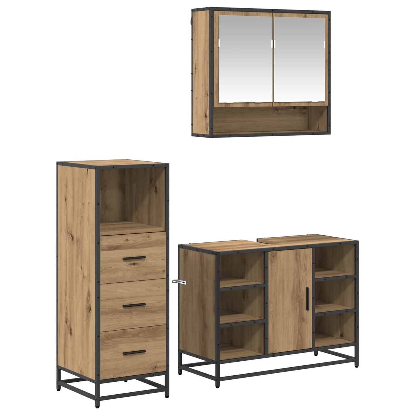 vidaXL Bathroom Furniture Set 3 pcs Artisan Oak Engineered Wood 2