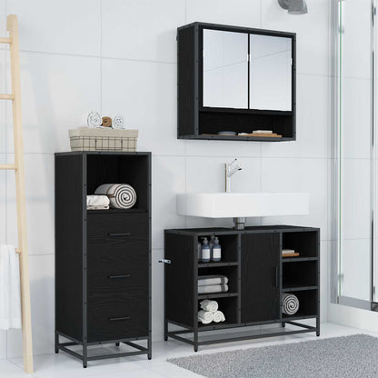 vidaXL Bathroom Furniture Set 3 pcs Black Oak Engineered Wood 4