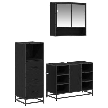 vidaXL Bathroom Furniture Set 3 pcs Black Oak Engineered Wood 2