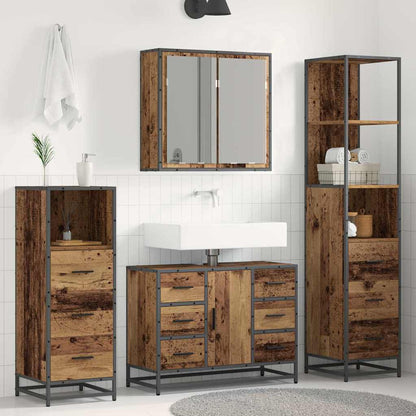 Bathroom Furniture Set 4 pcs Engineered Wood Old wood