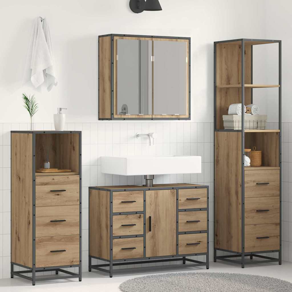 Bathroom Furniture Set 4 pcs Engineered Wood Artisan oak