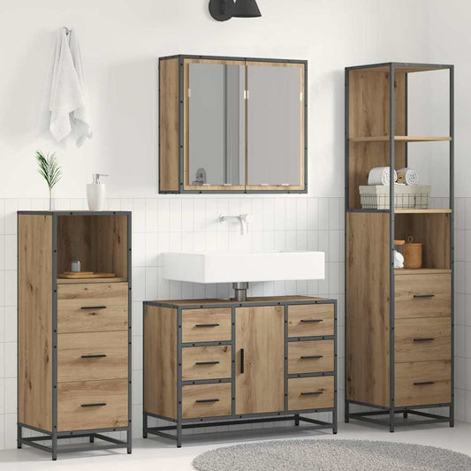 Bathroom Furniture Set 4 pcs Engineered Wood Artisan oak