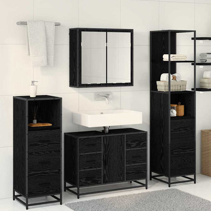 Bathroom Furniture Set 4 pcs Engineered Wood Black oak