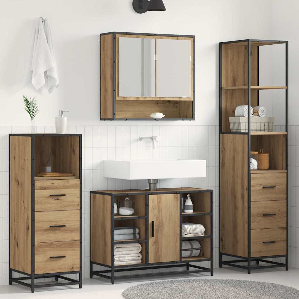 vidaXL Bathroom Furniture Set 3 pcs Artisan Oak Engineered Wood 1