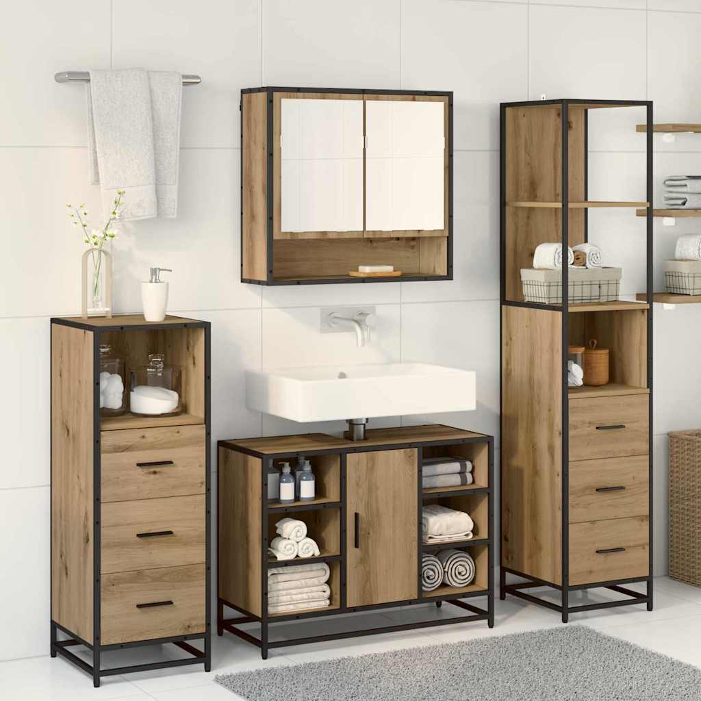 vidaXL Bathroom Furniture Set 3 pcs Artisan Oak Engineered Wood 4
