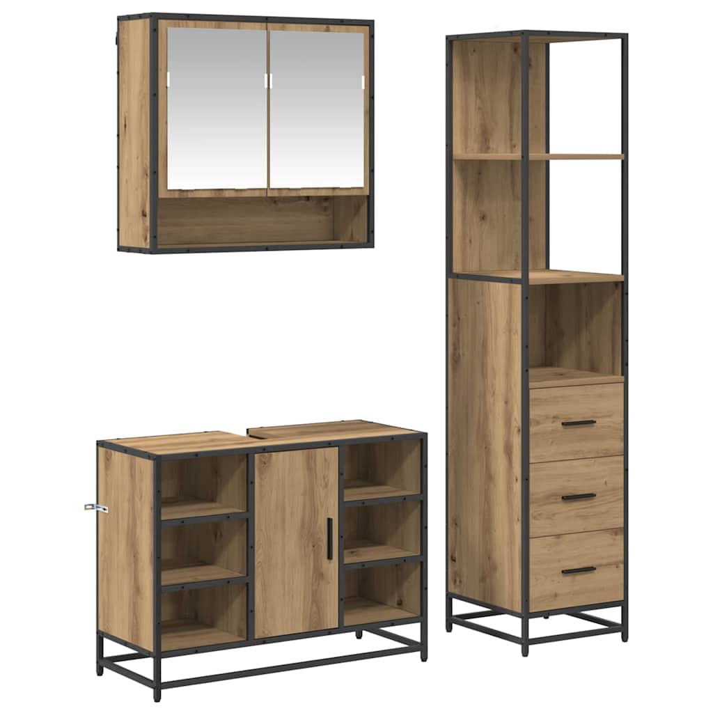 vidaXL Bathroom Furniture Set 3 pcs Artisan Oak Engineered Wood 2