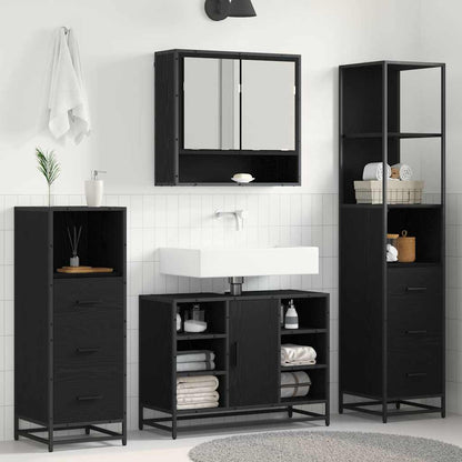 vidaXL Bathroom Furniture Set 3 pcs Black Oak Engineered Wood 1