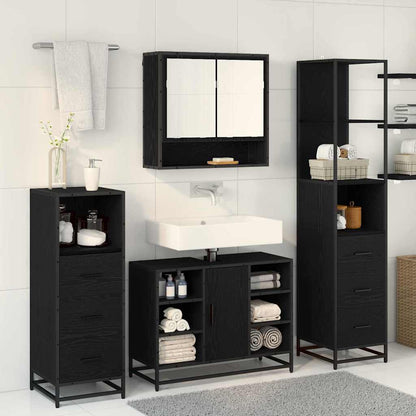 vidaXL Bathroom Furniture Set 3 pcs Black Oak Engineered Wood 4
