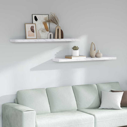 Floating Wall Shelves 120x23.5x3.8 cm MDF 2 pcs White marble