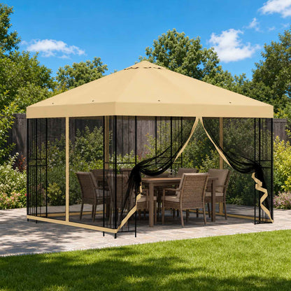 vidaXL Garden Gazebo with Sidewalls 3 x 3 m Cream Polyester and Steel 1