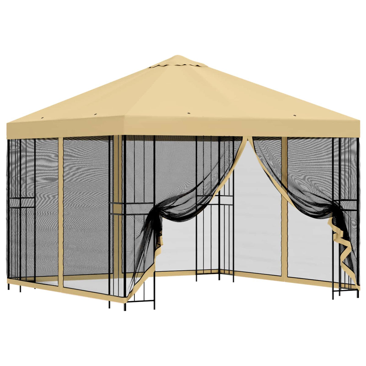 vidaXL Garden Gazebo with Sidewalls 3 x 3 m Cream Polyester and Steel 2