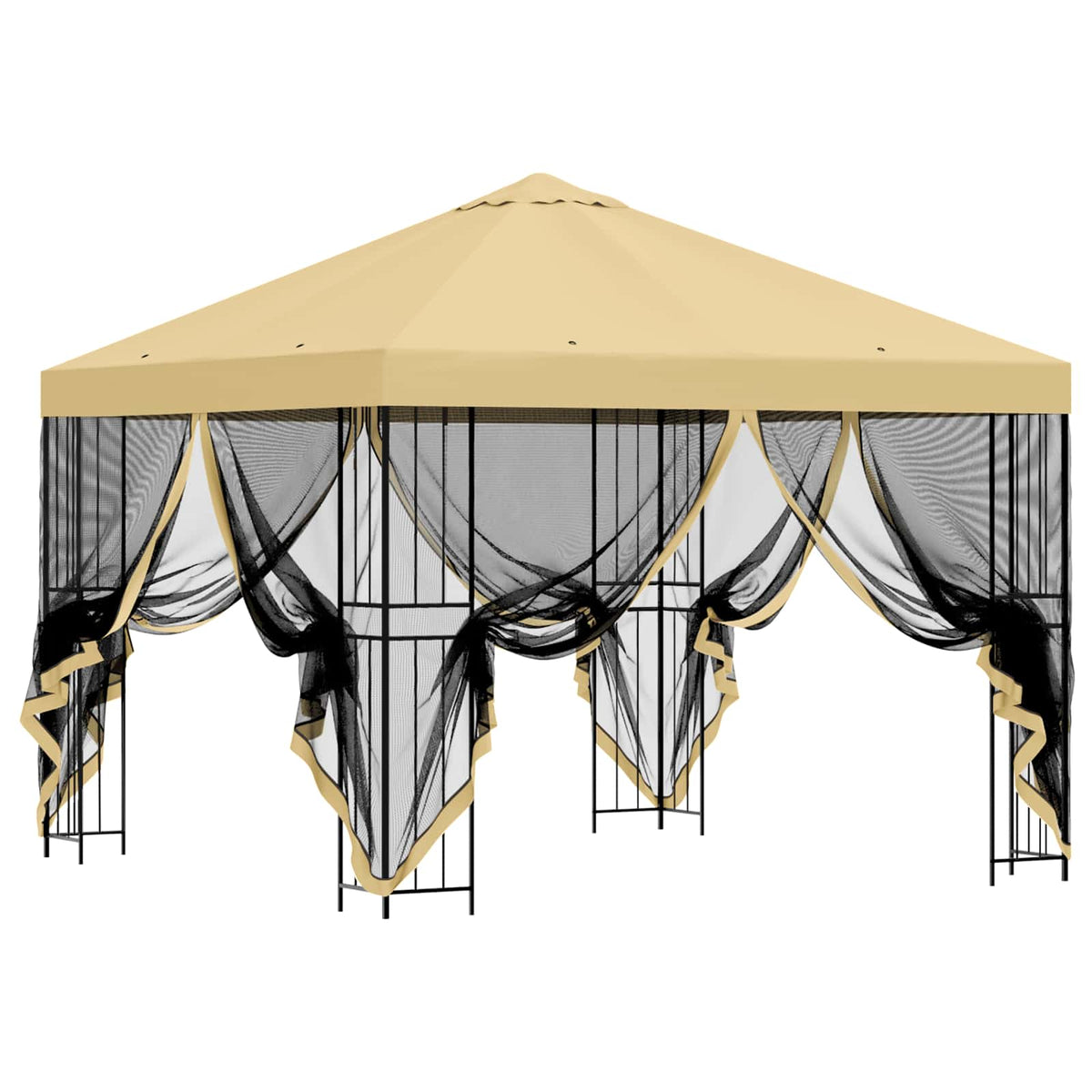 vidaXL Garden Gazebo with Sidewalls 3 x 3 m Cream Polyester and Steel 4