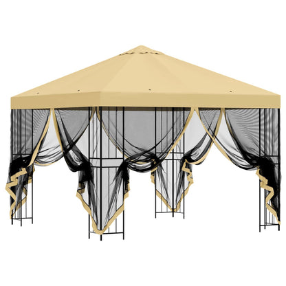 vidaXL Garden Gazebo with Sidewalls 3 x 3 m Cream Polyester and Steel 4