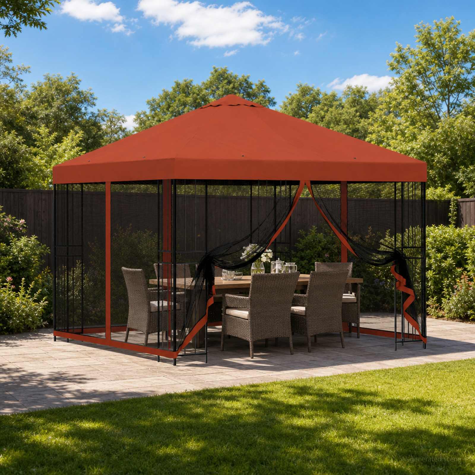 vidaXL Garden Gazebo with Sidewalls 3 x 3 m Terracotta 1