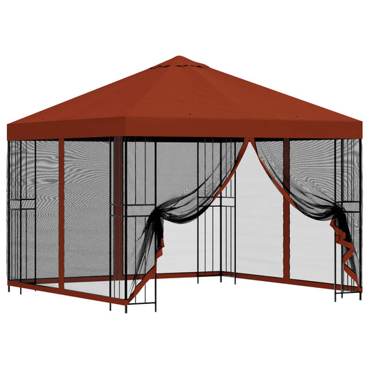 vidaXL Garden Gazebo with Sidewalls 3 x 3 m Terracotta 2