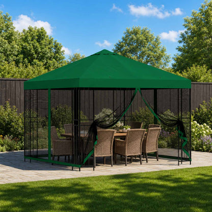 vidaXL Garden Gazebo with Sidewalls 3 x 3 m Green Polyester and Steel 1