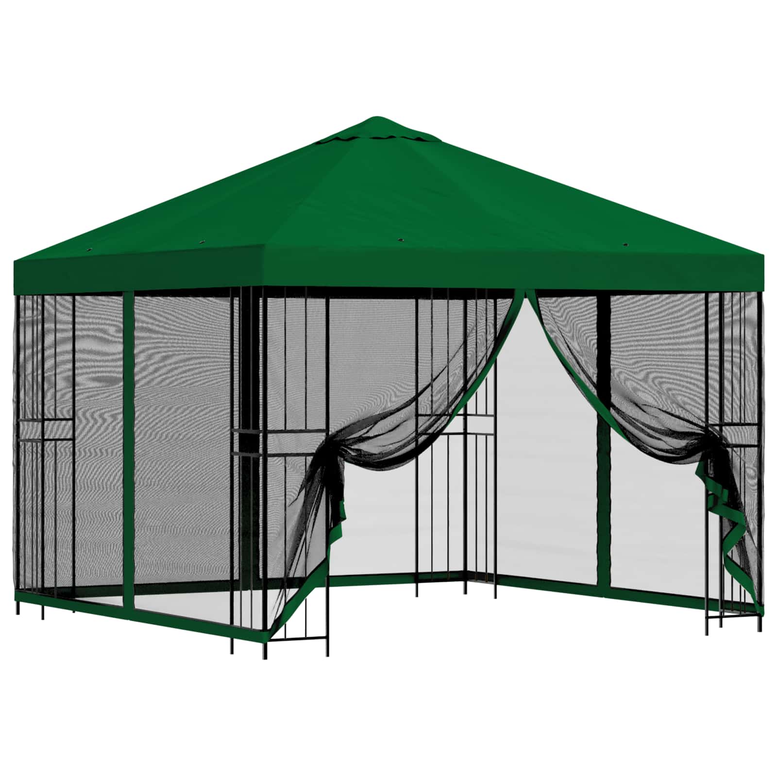 vidaXL Garden Gazebo with Sidewalls 3 x 3 m Green Polyester and Steel 2