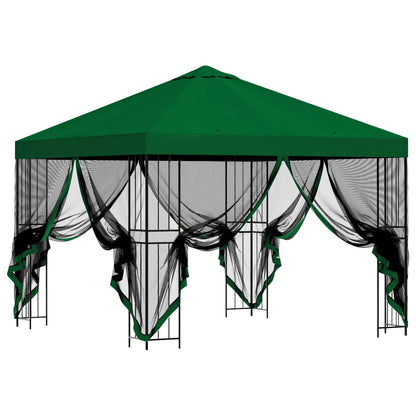 vidaXL Garden Gazebo with Sidewalls 3 x 3 m Green Polyester and Steel 4