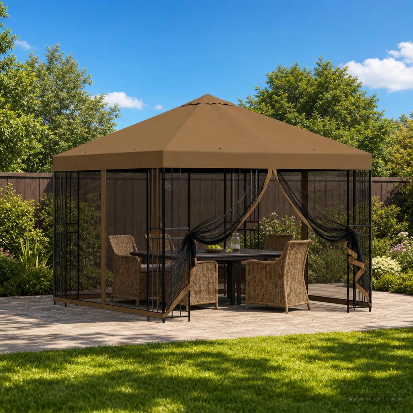 vidaXL Garden Gazebo with Sidewalls 3 x 3 m Taupe Polyester and Steel 1