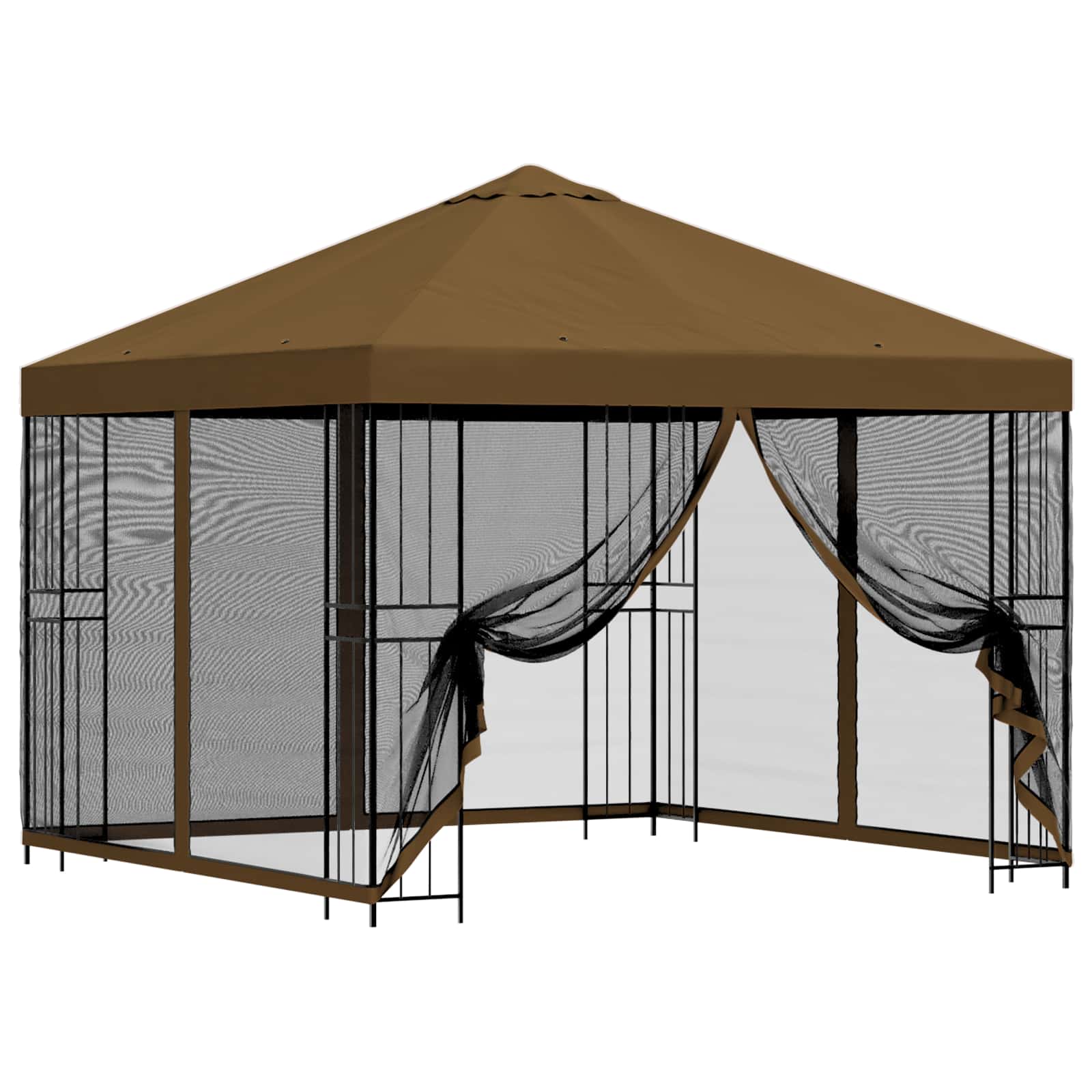 vidaXL Garden Gazebo with Sidewalls 3 x 3 m Taupe Polyester and Steel 2