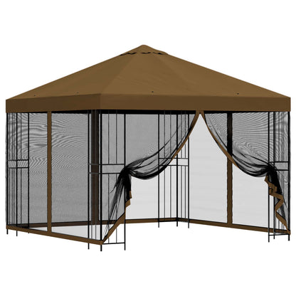 vidaXL Garden Gazebo with Sidewalls 3 x 3 m Taupe Polyester and Steel 2
