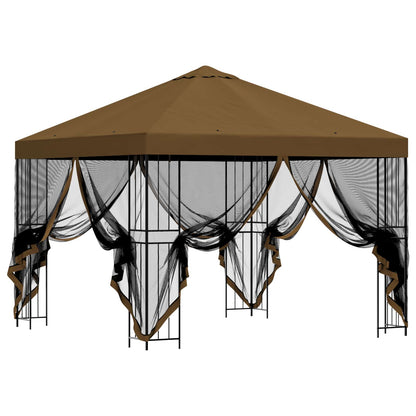 vidaXL Garden Gazebo with Sidewalls 3 x 3 m Taupe Polyester and Steel 4