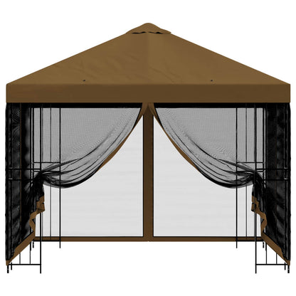 vidaXL Garden Gazebo with Sidewalls 3 x 3 m Taupe Polyester and Steel 5