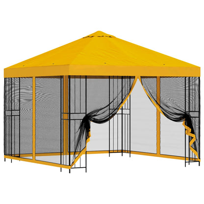 vidaXL Garden Gazebo with Sidewalls 3 x 3 m Yellow Polyester and Steel 2