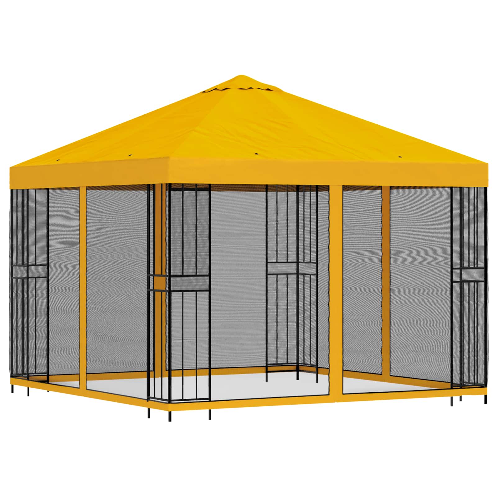 vidaXL Garden Gazebo with Sidewalls 3 x 3 m Yellow Polyester and Steel 3
