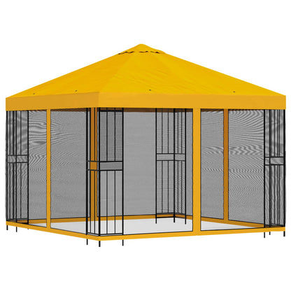 vidaXL Garden Gazebo with Sidewalls 3 x 3 m Yellow Polyester and Steel 3