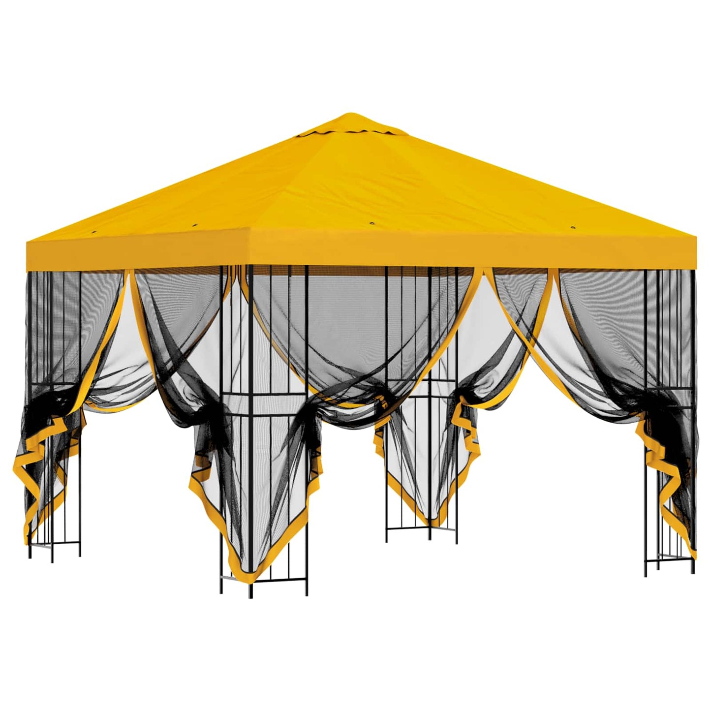vidaXL Garden Gazebo with Sidewalls 3 x 3 m Yellow Polyester and Steel 4