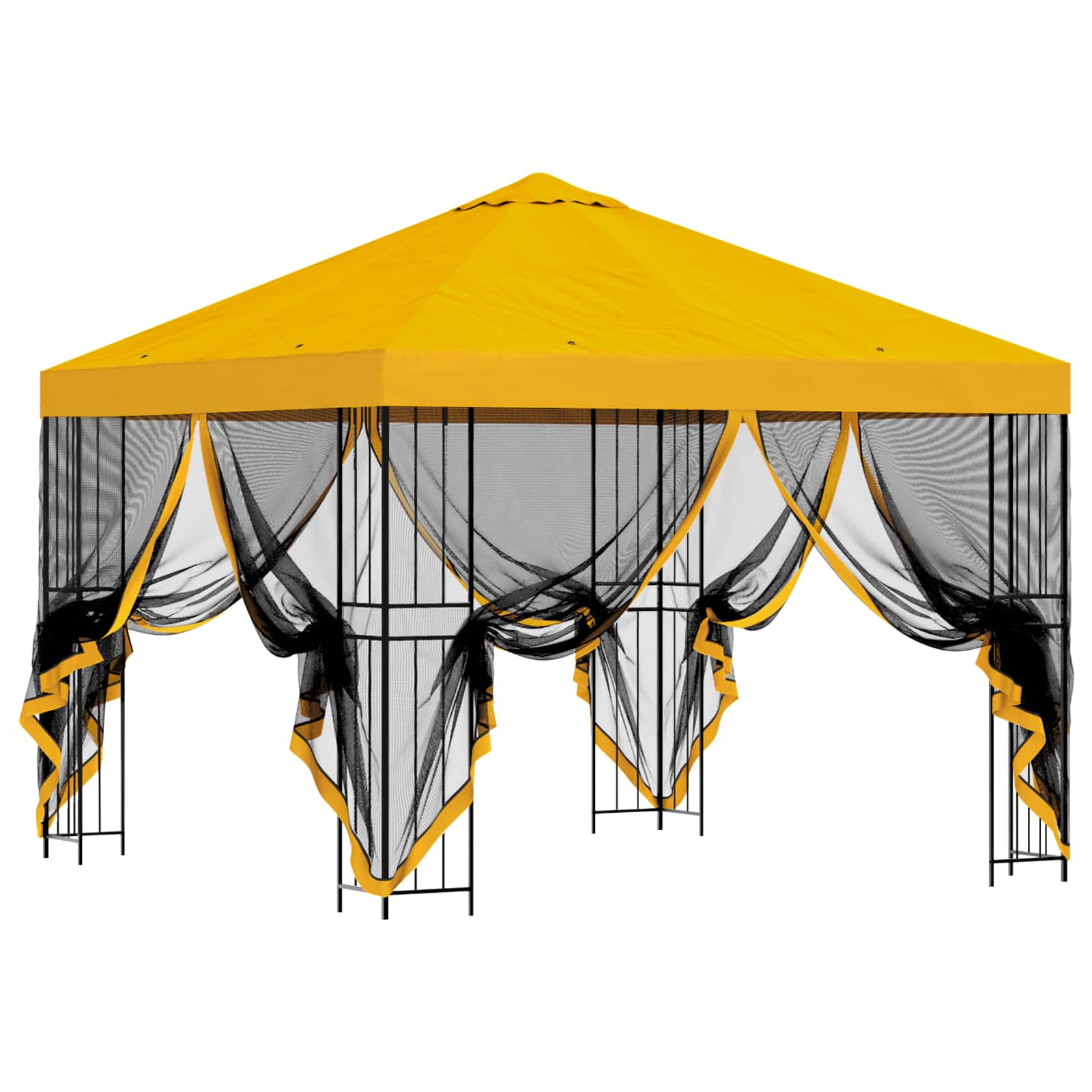 vidaXL Garden Gazebo with Sidewalls 3 x 3 m Yellow Polyester and Steel 4