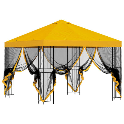 vidaXL Garden Gazebo with Sidewalls 3 x 3 m Yellow Polyester and Steel 4
