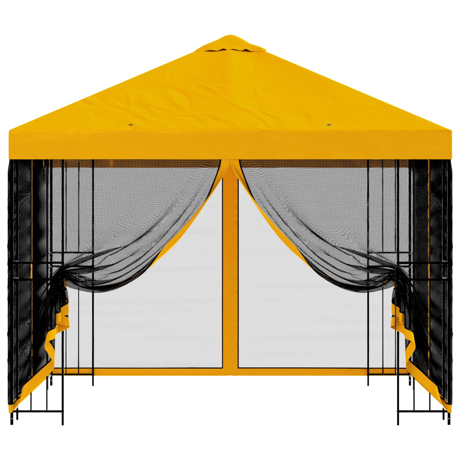 vidaXL Garden Gazebo with Sidewalls 3 x 3 m Yellow Polyester and Steel 5