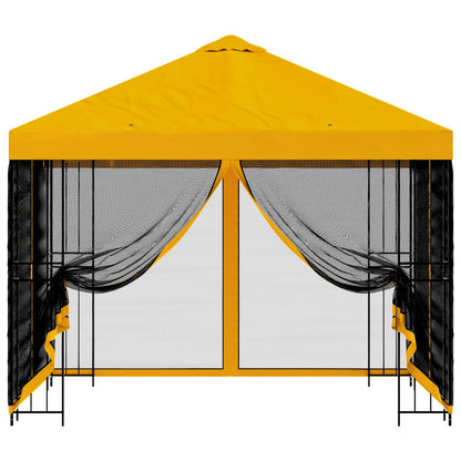 vidaXL Garden Gazebo with Sidewalls 3 x 3 m Yellow Polyester and Steel 5
